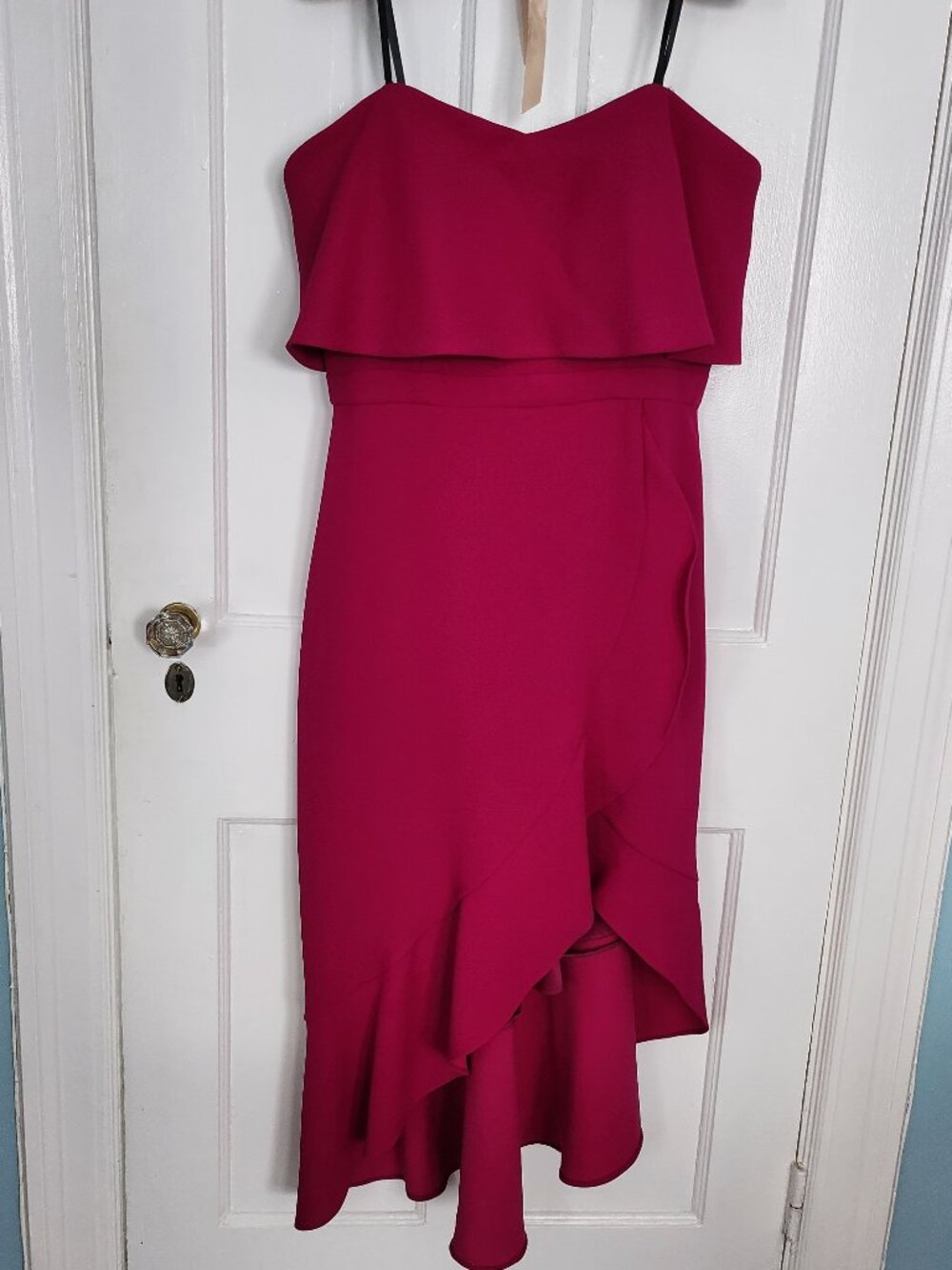 Xscape Fuschia Dress Ruffles Overlay